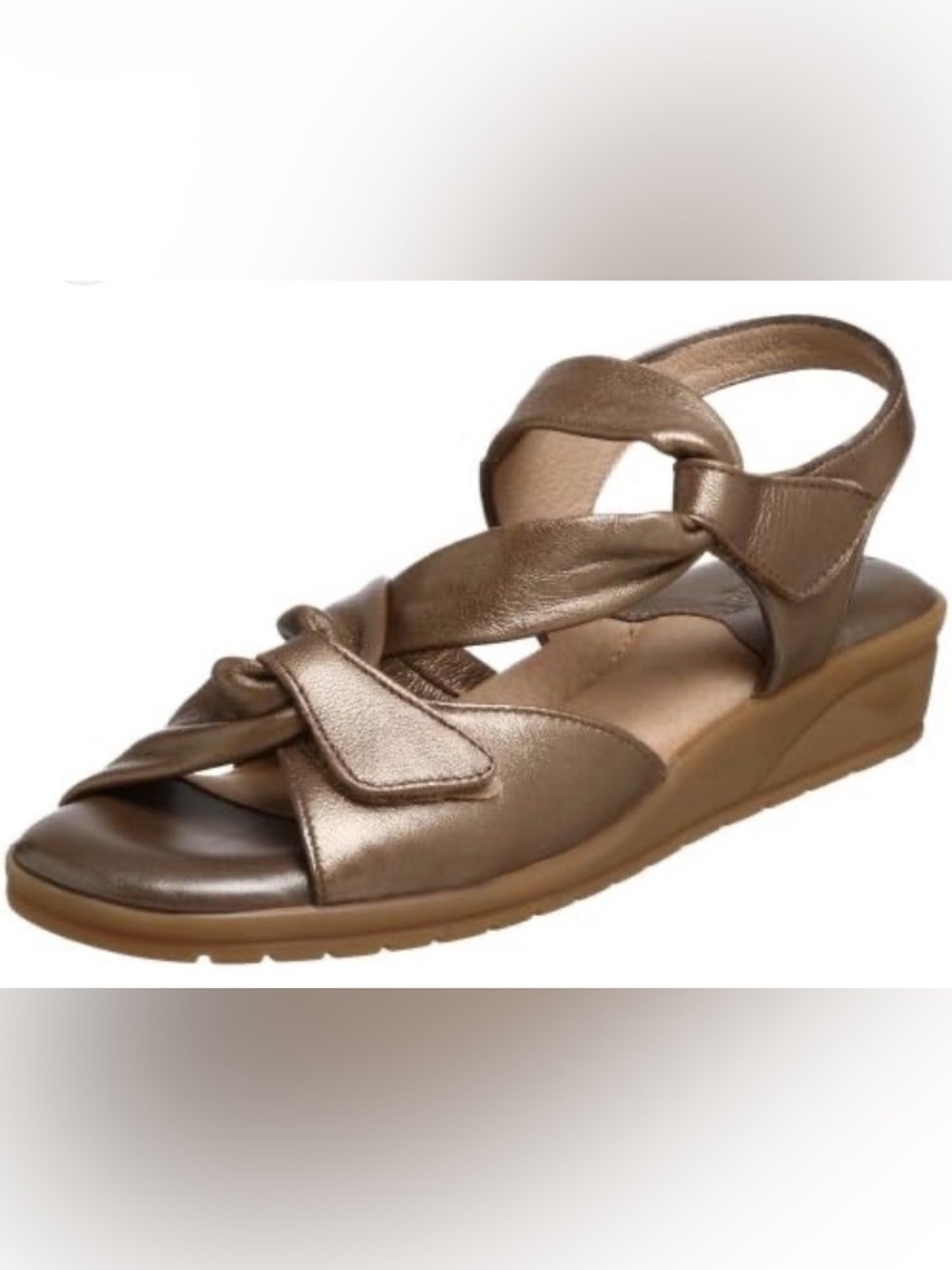 Beautifeel Woman’s Venezuela Metallic Leather Wedge Velcro Heel (42)